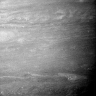 Sea of Clouds (4)
Caption NASA:"W00015420.jpg was taken on May 22, 2006 and received on Earth on May 23, 2006. The camera was pointing toward Saturn that, at the time, was approximately 270.920 Km away.
The image was taken using the CB2 and CL2 filters".
Parole chiave: Saturn - Atmosphere - upper layers