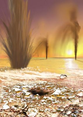 Spring at the South Pole of Mars
Sand-laden jets shoot into the Polar Sky in this view by noted space artist Ron Miller. It shows the Martian South Polar "Ice Cap" as Southern Spring begins. 


Parole chiave: Artistic Interpretations of the Solar System