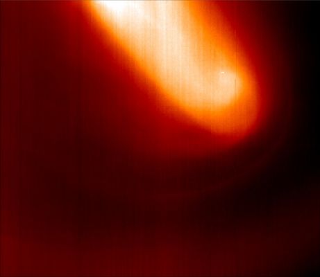 Venusian South Polar Vortex (2)
Original ESA caption:"Infrared images taken by the Ultraviolet-Visible-Near-Infrared spectrometer (VIRTIS) on board the spacecraft, not only provided the first clear view of the vortex, but also gave a much closer insight into it when Venus Express flew over the South Pole at the end of May 2006.  
VIRTIS is an instrument that can operate at different wavelengths. Each infrared wavelength provides a view of the Venusian atmosphere at a different altitude, like a 'cross-section'. 
"When we looked at this gigantic vortex at different depths, we realised how much its shape is varying over altitude", said Pierre Drossart, VIRTIS co-Principal Investigator, from the Observatoire de Paris, France. 
"It is like if we were looking at different structures, rather than a single one. 
And the new data we have just started gathering and analysing reveal even stronger differences".
Parole chiave: Venus - South Polar Vortex