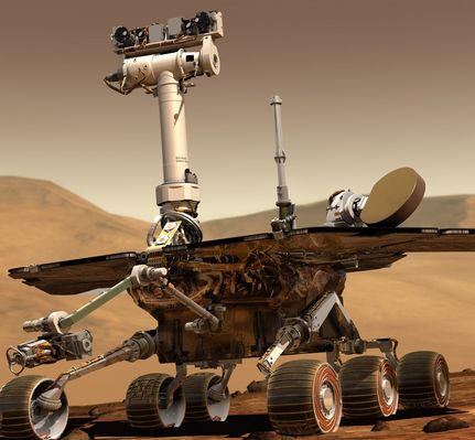 I like to "roll" on Mars!!!
Un'interpretazione "artistica" (ma fortemente legata alla realtà fattuale) del Rover Spirit mentre cammina (anzi: rolls...) sulla superficie di Gusaev Crater - Marte.
E' un disegno, naturalmente, ma estremamente bello e suggestivo il quale ci ricorda, come d'altronde noi abbiamo già fatto tantissime volte, che la Scienza non è solo calcolo e razionalità: la Scienza, in quanto tale, è Arte!...
Parole chiave: Artistic Views of the Solar System