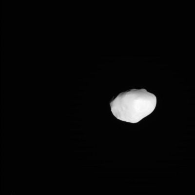 Telesto
Original caption:"N00041270.jpg was taken on October 11, 2005 and received on Earth October 12, 2005. The camera was pointing toward TELESTO at approx. 19.676 Km away; this image was taken using the CL1 and CL2 filters. This image has not been validated or calibrated
Parole chiave: Saturn's Moons - Telesto