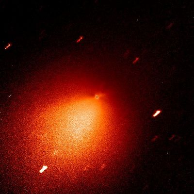 Tempel-1 from Kitt Peak National Obs.
Original caption:"The image was taken through an R band filter and has the smoothed dust light profile removed to enhance the jets. North is up, East to the left, the Sun at PA (Position Angle) 290 and the FOV is 2,5 arcmin (which is now 96.500 km at the comet)".

T. Farnham and Jianyang Li
(University of Maryland) 
Parole chiave: From Earth Images - Kitt Peak National Observatory (USA)