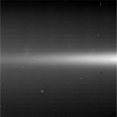 N00055772: the motion of Cassini
Data:"N00055772.jpg was taken on March 21, 2006 and received on Earth March 22, 2006. The camera was pointing toward Saturn's G-Ring that, at the time, was approximately 749.522 Km away.
The image was taken using the CL1 and CL2 filters. This image has not been validated or calibrated".
Parole chiave: Saturn's Rings - the G-Ring