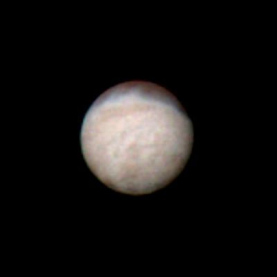 Triton from Voyager 2 (real colors)
Caption NASA originale:"Features as small as 100 Km across can be seen in this color image of Neptune's satellite Triton, photographed by Voyager 2 on Aug. 20, 1989, while it was still 5.4 MKM (3.3 million miles) from Neptune. Triton's overall pinkish color may be due to reddish materials produced by irradiation of methane gas and ice on the satellite. The dark areas near the top of the image seem to be part of a belt of dark markings observed near Triton's equator at different longitudes. Generally, darker areas on Triton appear to be somewhat redder in color than brighter areas. The central longitude in the image is 123°. Here the south pole is at about 6 o'clock, approximately one sixth of the way up from the bottom. The color image was made from three black and white frames, taken through clear, violet and green filters".
Parole chiave: Neptune's Moons - Triton