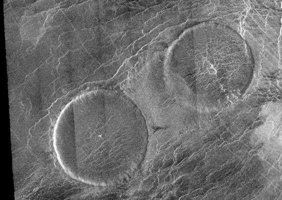 Magellan Probe: radio image of Volcanic Domes in Tinatin Planitia
Tra le altre cause della perdita del contatto radio possiamo anche includere l'impatto della Navicella con un "corpo vagante" o magari il verificarsi di un repentino mutamento nell'orbita di Magellano causato da un fenomeno di influenza gravitazionale (p.e.: un altro corpo celeste che transita in prossimità della Navicella e la "spinge" fuori dalla propria orbita). 
Forse la Sonda si è "rotta" o forse essa ha, semplicemente, esaurito la propria "energia vitale" e si è spenta per sempre: ognuno può pensare quello che vuole e, anche se la verità non la sapremo mai, i risultati del lavoro di Magellano, qualunque sia stata la causa della sua fine, renderanno questa Sonda, comunque, degna di una memoria immortale.
Parole chiave: Naked Venus
