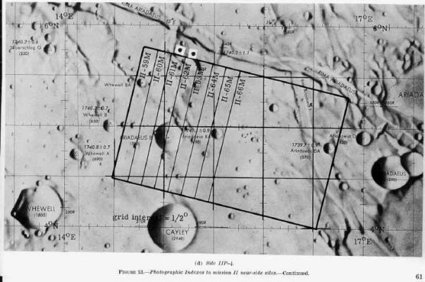 The "Blair Cuspids' Area" (drawing)
...conservate presso il National Space Science Data Center) che queste "curiose strutture" Lunari possedevano tutte una forma conica o piramidale: un fatto decisamente strano per qualcosa che doveva essere (a detta dei maggiori geologi dell'epoca) "nulla più di una serie di blocchi di pietra dispostisi casualmente sulla superficie Lunare a seguito di impatti meteorici o di eventi vulcanici e/o sismici occorsi in epoche remote...".
Parole chiave: Moon Maps