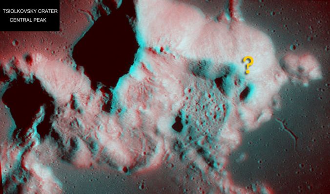 Tsiolkowsky Crater (3D)
Una bellissima immagine in 3D - cortesemente fornitaci dal Dr Alessio Feltri - che ci mostra uno dei luoghi più enigmatici della Luna: il Cratere Tsiolkowsky.
Questo Cratere, molto noto a tutti i Selenologi, ci mostra una Singolarità così particolare che abbiamo deciso di occuparcene in una Investigation ad hoc!
Parole chiave: Moon from orbit - Craters