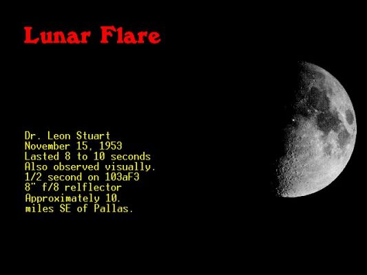 Transient Lunar Phoenomena (TLP) - 1
Dietro l'acronimo TLP (linguaggio internazionale per "Transient Lunar Phoenomena") o FLT (per "Fenomeni Lunari Transitori") si nasconde, forse, uno dei più grandi - e vicini! - "misteri" ai quali la Scienza Convenzionale ancora NON è riuscita a dare una risposta convincente, sebbene la fenomenologia in oggetto le fosse nota sin dall'Antichità. Ma che cosa sono i TLP? 
Sono "Eventi Estemporanei", imprevisti ed imprevedibili, i quali si risolvono - nella maggior parte dei casi - in "brillamenti" (che possono manifestarsi in forma di "sparks"--> scintille o "flares"--> fiammate o fiaccole) della superficie lunare. Si tratta di luci (di colore bianco, rossastro o azzurro, per lo più) che si accendono sulla superficie della Luna e che sono così brillanti da risultare visibili anche dalla Terra e SENZA l'ausilio di particolari strumenti. Questi TLP, come avremo occasione di vedere, si manifestano in alcune zone in particolare (i.a. i Crateri Aristarco ed Alfonso) e sono stati osservati da Astronomi ed Astronauti.
Parole chiave: Transient Lunar Phoenomoena