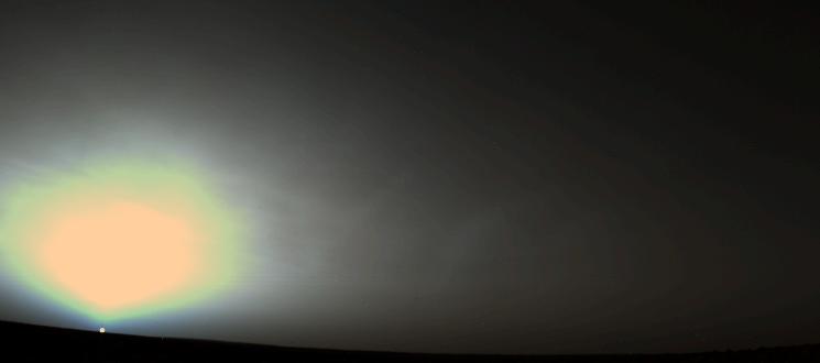 Martian Sunrise from Viking Lander 2 (Approximate True Colors; credits: NASA/JPL)
L'alba su Marte, così come vista dalla Sonda Viking 2. E' un vero peccato che, delle migliaia di immagini scattate da questa Sonda, la NASA ne ha rese disponibili (a quanto ci è dato sapere) solo poche decine. Se Voi sapete qualcosa per indirizzarci meglio a trovare gli archivi Viking 2 completi, non mancate di farcelo sapere! Grazie...
Parole chiave: Postcards from Mars