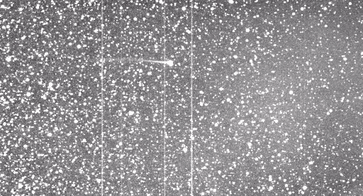 Comet Encke encounters a CME
Caption NASA:"Swinging inside the orbit of Mercury, on April 20th, 2007, periodic comet Encke encountered a blast from the Sun in the form of a Coronal Mass Ejection (CME). When CMEs, enormous clouds of energetic particles ejected from the Sun, slam into Earth's magnetosphere, they often trigger auroral displays. 
But in this case, the collison carried the tail of the comet away. 
The tail was likely ripped off by interacting magnetic fields rather than the mechanical pressure of the collision. 
This a GIF-movie showing the remarkable event as recorded by the Heliospheric Imager onboard the STEREO A spacecraft. In the movie, the time between frames is about 45 minutes, while the frames span about 14x20 MKM at the distance of the comet. Of course, similar collisions have happened before as the ancient comet loops through its 3,3 year solar orbit. So don't worry, Encke's tail will grow back!".
Parole chiave: GIF-movies - STEREO A Spacecraft