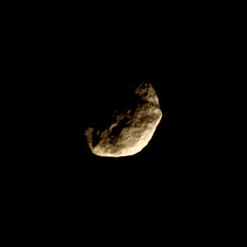 Northern Latitudes on Janus (natural colors; credits: Lunexit)
Caption NASA:"On a high-inclination orbit of Saturn, the Cassini Spacecraft gazes down at the North Polar Region of Janus. This view looks toward Janus from a perspective 72° North of the moon's Equator. 

The image was taken with the Cassini Spacecraft narrow-angle camera on July 14, 2008 using a spectral filter sensitive to wavelengths of infrared light centered at 752 nanometers. The view was acquired at a distance of approx. 259.000 Km (about 161.000 miles) from Janus and at a Sun-Janus-Spacecraft, or Phase, Angle of 78°. 
Image scale is roughly 2 Km (5085 feet) per pixel".
Parole chiave: Saturn's Moon - Janus