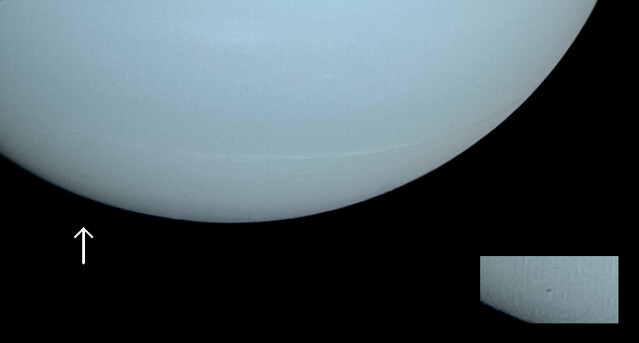 Naiad transiting Neptune (Credits: NASA/JPL - Voyager 2 Mission; Credits for the additional process.: "zelario12" - https://creativecommons.org/licenses/by-sa/2.0/deed.en)
nessun commento
Parole chiave: Neptunian Moons - Naiad