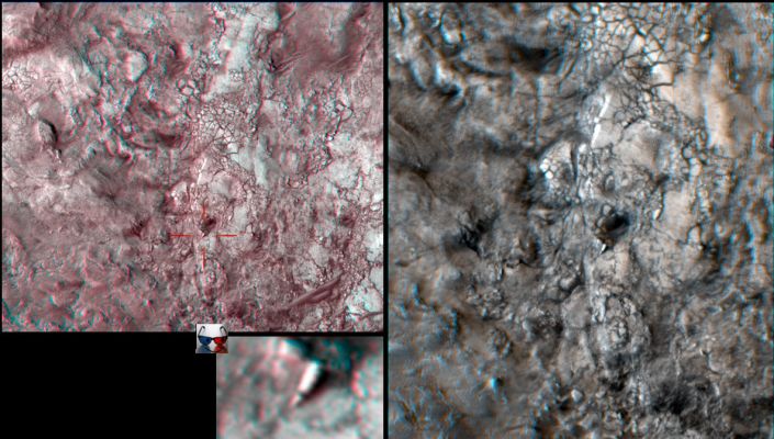 The "Disc" (High-Def-3D; credits: Dr M. Faccin & Lunar Explorer Italia)
nessun commento
Parole chiave: Mars from orbit - Controversial Surface Feature: "The Disc"
