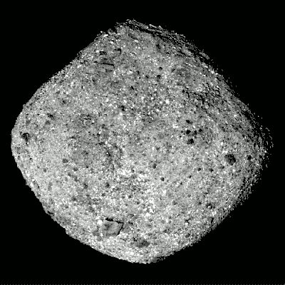 101955 Bennu - Full Rotation (GIF-Movie)
Caption NASA"This series of images taken by the OSIRIS-REx Spacecraft shows Asteroid 101955 Bennu in one full rotation from a distance of about 50 miles (such as approx. 80 Km). 
The Spacecraft’s PolyCam Camera obtained the thirty-six 2,2-millisecond frames over a period of 4 hours and 18 minutes".
Parole chiave: Asteroids - 101955 Bennu