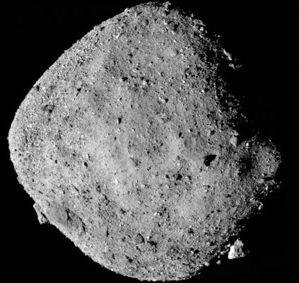 101955 Bennu - What a World!!! (image-mosaic)
Caption NASA:"This mosaic image of Asteroid 101955 Bennu is composed of 12 PolyCam images collected on Dec. 2, 2018, by the OSIRIS-REx Spacecraft from a range of about 15 miles (such as a little more than 24 Km). 
The image was obtained at a 50° Phase Angle (i.e.: the Angle formed by the Spacecraft, the Asteroid and the Sun) and 101955 Bennu spans approximately 1500 pixels in the camera’s field of view".
Parole chiave: Asteroids - 101955 Bennu