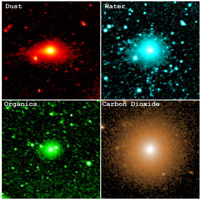 Compounds of 3I/Atlas
These observations by NASA�s SPHEREx (Spectro-Photometer for the History of the Universe, Epoch of Reionization and Ices Explorer) show the infrared light emitted by the dust, water, organic molecules, and carbon dioxide contained within comet 3I/ATLAS�s coma. The comet brightened significantly during the December 2025 period when SPHEREx made the observations � about two months after the icy body had passed its closest distance to the Sun in late October.

The space telescope has the singular capability of seeing the sky in 102 colors, each representing a wavelength of infrared light that provides unique information about galaxies, stars, planet-forming regions, or other cosmic features, including the various gases and dust seen in the coma of 3I/ATLAS. The information gathered by SPHEREx helps scientists better understand what materials 3I/ATLAS contains and how the interstellar object�s pristine ices react to the Sun�s heating as the comet journeys through the solar system.
Parole chiave: 3--ATLAS