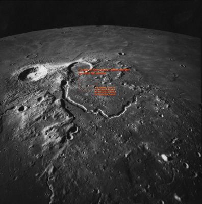 AS 15-M-R71-2611 - The "Bridge" is NOT a bridge! (context frame - credits: Carlo Contu & Lunexit)
Image Collection:  Mapping (Metric) 
Mission:  15 
Magazine:  M 
Revolution:  71 
Latitude: 25,5° North 
Longitude: 50,5° West
Lens Focal Length:  3"
Camera Tilt:  40° 
Camera Azimuth:  180 
Camera Altitude:  107 Km 
Sun Elevation (on Local Horizon): 15° 
Film Type:  3400 
Film Width:  5"
Image Width:  4,5"
Image Height:  4,5"
Film Color:  black & white 
Index Map:  http://www.lpi.usra.edu/resources/mapcatalog/apolloindex/apollo15/as15indexmap06/ 
Features:  ARISTARCHUS and HERODOTUS
Parole chiave: The Moon from orbit - Extremely Controversial Surface Feature