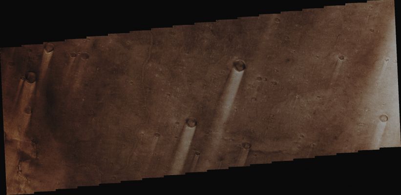 Windstreaks in Syrtis Major Planum (Absolute Natural Colors; credits for the additional process. and color.: Dr Paolo C. Fienga - Lunexit Team)
Orbit Number: 42965;
Latitude: 7,5511° North;
Longitude: 69,5825° East;
Instrument: VIS;
Captured: August, 22nd, 2011.
Parole chiave: Mars from orbit - Aeolian Features - Windstreaks