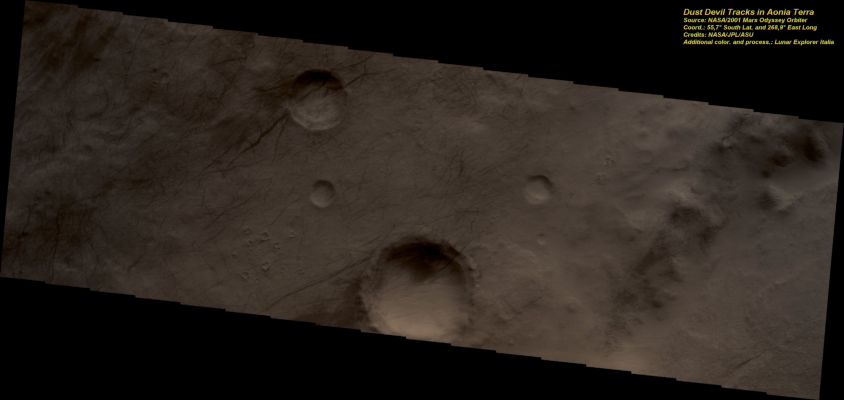 Dust Devil Tracks in Aonia Terra (Natural Colors; credits for the additional process. and color.: Dr Paolo C. Fienga - Lunar Explorer Italia)
nessun commento
Parole chiave: Mars from orbit - DD Tracks - Aonia Terra