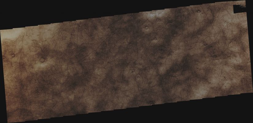 Dust Devils Tracks in Utopia Planitia (Absolute Natural Colors; credits for the additional process. and color.: Dr Paolo C. Fienga/Lunar Explorer Italia/IPF)
Orbit Number: 47084 
Latitude: 52,1033° North 
Longitude: 91,7234° East 
Instrument: VIS 
Captured: July, 26th, 2012
Parole chiave: Mars from orbit - Aeolian Features - Windstreaks