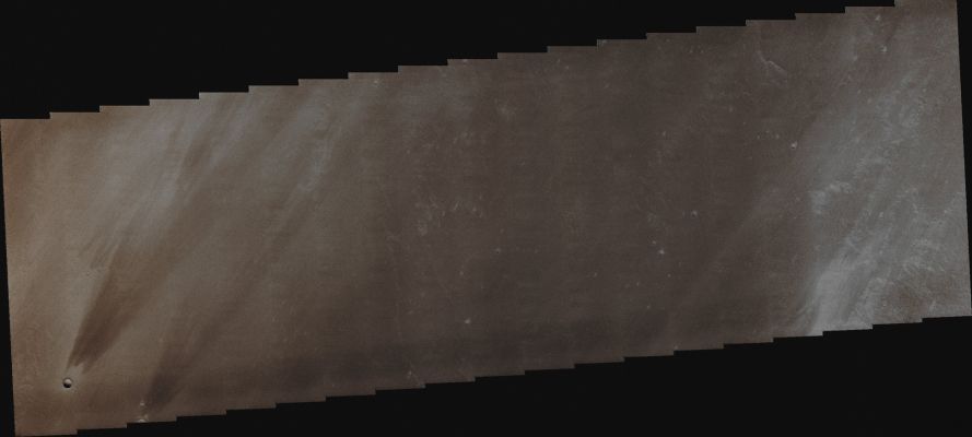 Windstreaks in Tharsis Planum (Absolute Natural Colors; credits for the additional process. and color.: Dr Paolo C. Fienga - Lunar Explorer Italia)
Orbit Number: 42635 
Latitude: 0,613° South 
Longitude: 255,421° East 
Instrument: VIS 
Captured: July, 25th, 2011
Mars Local Time (M.L.T.): 19:49 (Early Evening Hours)


Parole chiave: Mars from orbit - Aeolian Features - Windstreaks