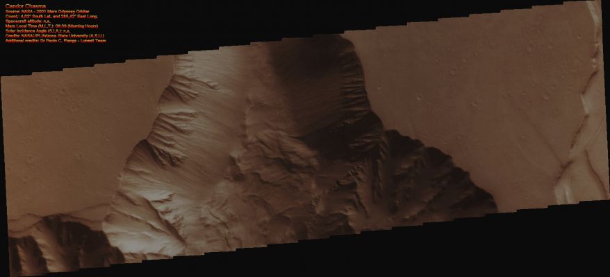 Features of Candor Chasma (Natural Colors; credits: Dr Paolo C. Fienga - Lunexit Team)
nessun commento
Parole chiave: Mars from orbit - Candor Chasma Region
