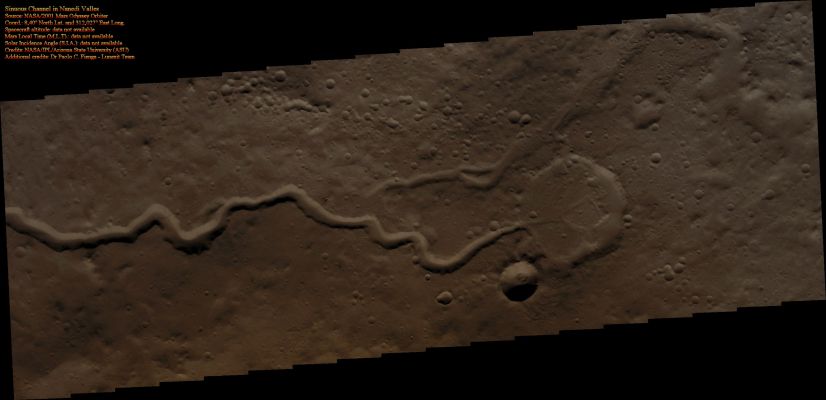 Sinuous Channel in Nanedi Valles (Absolute Natural Colors; credits for the additional process. and color.: Dr Paolo C. Fienga - Lunexit Team)
nessun commento
Parole chiave: Mars from orbit - Channels - Nanedi Valles Region
