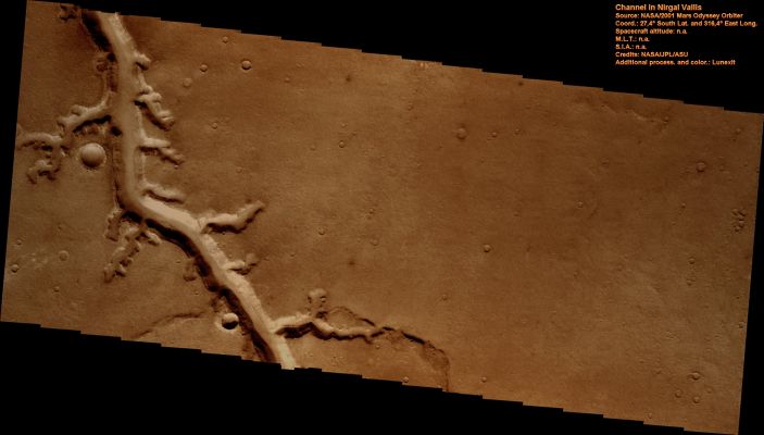 Ancient Channel in Nirgal Vallis (Natural Colors; credits: Lunexit)
nessun commento
Parole chiave: Mars from orbit - Channels - Nirgal Vallis Region