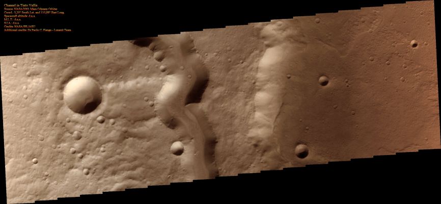 Channel in Tinto Vallis (Natural Colors; credits for the additional process. and color.: Dr Paolo C. Fienga - Lunexit Team)
nessun commento
Parole chiave: Mars from orbit - Channels - Tinto Vallis