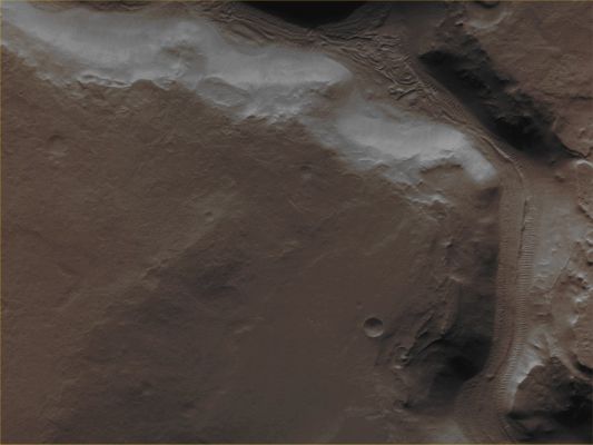 Features of Auqakuh Vallis (Absolute Natural Colors; credits for the additional process. and color.: Dr Paolo C. Fienga - Lunexit Team) 
Image information: VIS instrument;
Latitude: 31,0° North;
Longitude: 60,6° East;
Resolution: 19 meter/pixel.
Parole chiave: Mars from orbit - Channels - Auqakuh Vallis