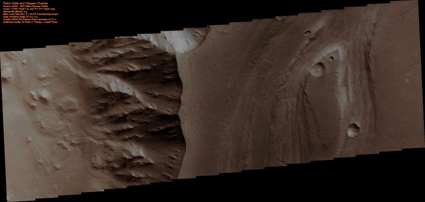 Elator Vallis and Ganges Chasma (Natural Colors; credits for the additional process. and color.: Dr Paolo C. Fienga - Lunexit Team)
nessun commento
Parole chiave: Mars from orbit - Elator Vallis