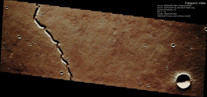 Patapsco Vallis (Enahnced Natural Colors; credits for the additional process. and color.: Dr Paolo C. Fienga - Lunexit Team)
nessun commento
Parole chiave: Mars from orbit - Channels - Patapsco Vallis