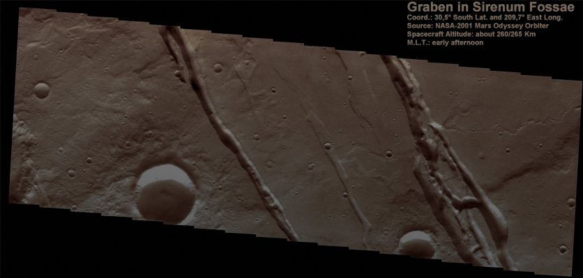 Channel and Graben in Sirenum Fossae (Natural Colors; credits: Dr Paolo C. Fienga & Lunar Explorer Italia)
nessun commento
Parole chiave: Mars from orbit - Channels - Sirenum Fossae Region