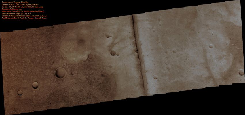 Features of Argyre Planitia (Absolute Natural Colors; credits for the additional process. and color: Dr Paolo C. Fienga - Lunexit Team)
nessun commento
Parole chiave: Mars from orbit - Argyre Planitia Region