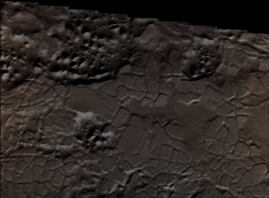 Chaotic Terrain in Elysium Planitia (1 - Absolute Natural Colors; credits for the additoonal process. and color.: Dr Paolo C. Fienga - Lunexit Team)
Image information: VIS instrument;
Latitude: - 0,8° North;
Longitude: 172,5° East;
Resolution: 18 meter/pixel. 
Parole chiave: Mars from orbit - Chaotic Terrain - Elysium Chaos