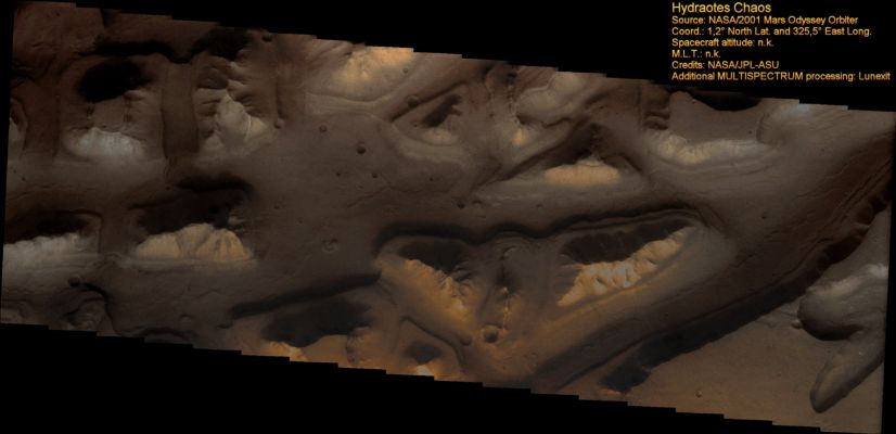 Hydraotes Chaos (Absolute Natural Colors; credits for the additional process. and color.: Elisabetta Bonora and Paolo C. Fienga - Lunexit Team)
nessun commento
Parole chiave: Mars from orbit - Chaos Terrain - Hydraotes Chaos