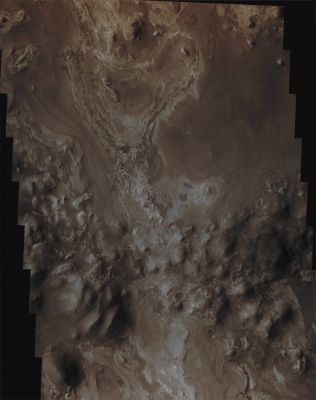 Features of Iani Chaos (Natural Colors; credits for the additional process. and color: Dr Paolo C. Fienga - Lunexit Team)
Image information: VIS instrument;
Latitude: 2,3° South;
Longitude: 342,3° East;
Resolution: 17 meter/pixel.


Parole chiave: Mars from orbit - Chaotic Terrain - Iani Chaos