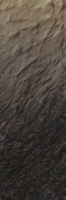 Features of Ophir Chasma (CTX Frame - Absolute Natural Colors; credits for the additional process. and color.: Dr Paolo C. Fienga/Lunar Explorer Italia/Italian Planetary Foundation)
The really huge Landslides existing along the Walls of Ophir Chasma (which is nothing else but a deep Canyon located in the Coprates Quadrangle of Mars, at about 4° South Latitude and 72,5° West Longitude. It is approx. 317 km long and it was so named after a "Classical Albedo Feature") host a variety of Geologic Surfaces and Mineralogies. 
Some of them possess a variety of Hydrated Sulfate Minerals that formed, eons ago, in the presence of Partially Acidic Liquid Water. This NASA - Mars Reconnaissance Orbiter's Contextual (or "CTX", for short) Image, which is representing an ancient (possibly and approximately 3 Billion Years-old) Landslide, shows us the presence, within it, of 2 (two) very distinct Surface Albedoes, which, in fact, mark a Transition Zone from one Sulfate Mineralogy to another (a circumstance that proves beyod doubts the occurrence, in a far and distant past, of some remarkable variations in the evolution of the visible Surface).  
The Upper Slopes (such as the ones located towards the North) are light-toned, and this fact is due to the concurrent abundance of Hydrated Sulfate Minerals and Bright Surface Dust. On the other hand, the Surfaces that make up the Southern Portion of the Landslide, are darker in tone, and this is due to the greater abundance of Dark Sediment that, in time, formed "Strings of Sand Drifts". In addition to the above, the underlying Units of Bedrock consist of Darker Minerals that received a lesser hydration then the Northern ones, and this further circumstance implies the occurrence of a strong (and, perhaps, sudden) change in the Ancient Aqueous Environments that formed them. 

Mars Local Time: 14:52 (Early Afternoon)
Coord. (centered): 4,328° South Lat. and 288,657° East Long.
Spacecraft altitude: 271,0 Km (such as about 168,291 miles) 
Original image scale range: 27,1 cm/pixel (with 1 x 1 binning) so objects ~ 81 cm across are resolved
Map projected scale: 25 cm/pixel
Map projection: EQUIRECTANGULAR
Emission Angle: 6,3° 
Phase Angle: 52,7°
Solar Incidence Angle: 47° (meaning that the Sun was about 43° above the Local Horizon at the time the picture was taken)
Solar Longitude: 27,0° (Northern Spring - Southern Fall)
Credits: NASA/JPL/University of Arizona
Additional process. and coloring: Lunar Explorer Italia

This picture (which is a NASA - Original Mars Reconnaissance Orbiter b/w and NON-Map Projected frame identified by the serial n. PSP_007535_1755) has been additionally processed, magnified, contrast enhanced, Gamma corrected, and then colorized in Absolute Natural Colors (such as the colors that a human eye would actually perceive if someone were onboard the NASA - Mars Reconnaissance Orbiter and then looked down, towards the Surface of Mars), by using an original technique created - and, in time, dramatically improved - by the Lunar Explorer Italia Team.
Parole chiave: Mars from orbit - Chasmas - Ophir Chasma