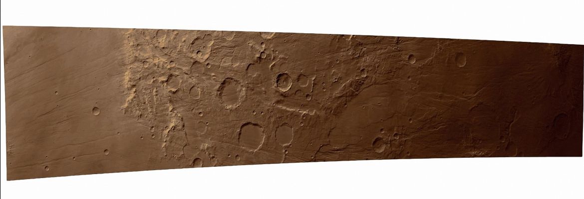 Frame H0530_0000_ND2: Claritas Fossae Region
Caption ESA:"The HRSC on board ESA's Mars Express Spacecraft obtained this image on June, 20th, 2004, during orbit 530, with a ground resolution of approx. 31,4 mt per pixel. 
This scene shows portion of the Claritas Fossae Region, covering an area roughly 200 by 1150 Km and centered at approx. 258° East Long. and 32° South Lat". 

Parole chiave: Mars from orbit - Claritas Fossae Region