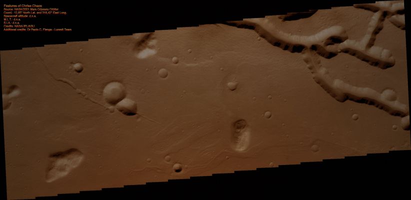 Collapse Features in Chrise Chaos (Saturated Natural Colors; credits for the additional process. and color.: Dr Paolo C. Fienga - Lunexit Team)
nessun commento
Parole chiave: Mars from orbit - Chaotic Terrain - Chrise Planitia