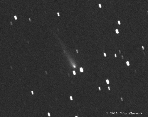 Comet ISON
"Comet ISON is probably at least twice as big as Comet Lovejoy and will pass a bit farther from the sun’s surface" notes Knight. “This would seem to favor Comet ISON surviving and ultimately putting on a good show. 
One of the most exciting possibilities would be a partial break-up.  "If Comet ISON splits, it might appear as a 'string of pearls' when viewed through a telescope," speculates Battams.  “It might even resemble the famous Comet Shoemaker-Levy 9 that hit Jupiter in 1994.” 
A break-up would pose no threat to Earth, assures Yeomans.  "Comet ISON is not on a collision course. If it breaks up, the fragments would continue along the same safe trajectory as the original comet." 

Whatever happens, northern sky watchers will get a good view. For months after it swings by the sun, Comet ISON will be well placed for observers in the northern hemisphere.  It will pass almost directly over the North Pole, making it a circumpolar object visible all night long. 

Will Comet ISON fizzle ... or sizzle?   Stay tuned to Science@NASA for updates.
Parole chiave: Comets - ISON