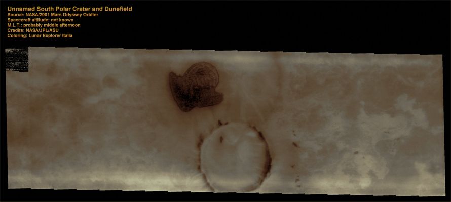 Unnamed (and Buried) South Polar Crater (Absolute Natural Colors; credits for the additional process. and color.: Dr Paolo C. Fienga - Lunexit Team)
nessun commento
Parole chiave: Mars from orbit - Craters - Unnamed Buried Crater