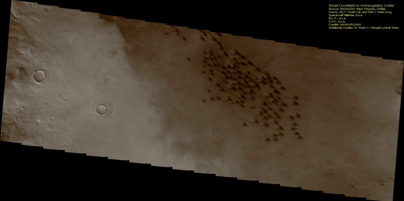 Small Dunefield in Arkhangelsky Crater (Saturated Natural Colors; credits: Dr Paolo C. Fienga - Lunexit Team) 
nessun commento
Parole chiave: Mars from orbit - Craters - Arkhangelsky Crater