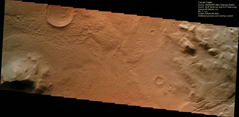 Features of Cerulli Crater (Saturated Natural Colors; credits for the additional process. and color.: Dr Paolo C. Fienga - Lunexit Team)
nessun commento
Parole chiave: Mars from orbit - Craters - Cerulli Crater