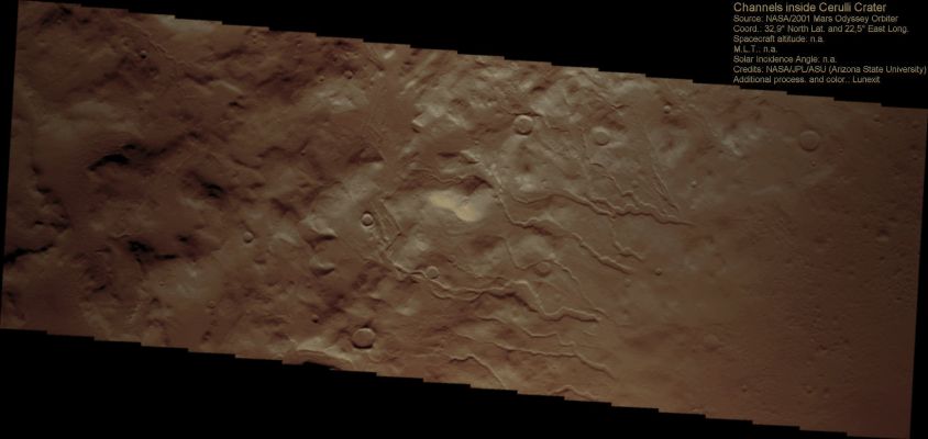 Drainage Channels inside Cerulli Crater (Absolute Natural Colors; credits for the additional process. and color.: Dr Paolo C. Fienga - Lunexit Team)
nessun commento
Parole chiave: Mars from orbit - Craters - Cerulli Crater
