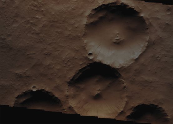 Seeps, Dust and Landslides in a Crater Cluster (Absolute Natural Colors; credits for the additional process. and color.: Dr Paolo C. Fienga - Lunexit Team)
Image information: VIS instrument;
Latitude: 18,8° North;
Longitude: 18,5° East;
Resolution: 18 meter/pixel.
Parole chiave: Mars from orbit - Craters - Crater Cluster