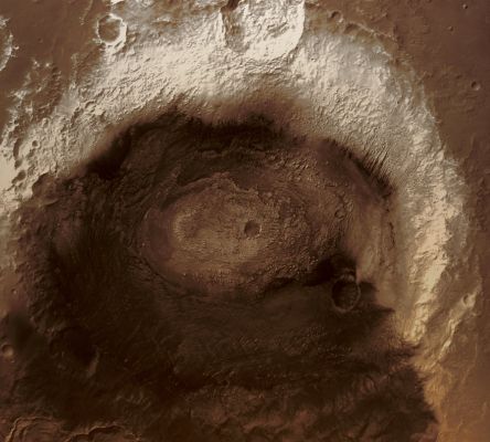 Crommelin Crater (Natural Colors; credits for the additional process. and color.: Dr Paolo C. Fienga - Lunar Explorer Italia)
Coord.: 5,1° North Lat. and 349,8° East Long.
Parole chiave: Mars from orbit - Craters - Crommelin Crater