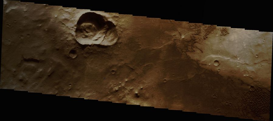 Dunefield inside Herschel Crater (Extremely Enhanced Natural Colors; credits for the additional process. and color.: Dr Paolo C. Fienga - Lunexit Team)
Coord.: 15,5° South Lat. and 131,7° East Long.
Parole chiave: Mars from orbit - Craters - Herschel Crater