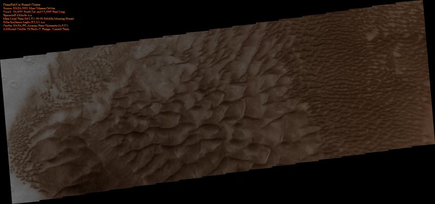 Dunes in Russel Crater (Absolute Natural Colors; credits for the additional process. and color.: Dr Paolo C. Fienga - Lunexit Team)
nessun commento
Parole chiave: Mars from orbit - Craters - Russel Crater