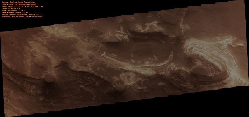 Layered Features inside Terby Crater (Absolute Natural Colors; credits for the additional process. and color.: Dr Paolo C. Fienga - Lunexit Team)
nessun commento
Parole chiave: Mars from orbit - Craters - Terby Crater